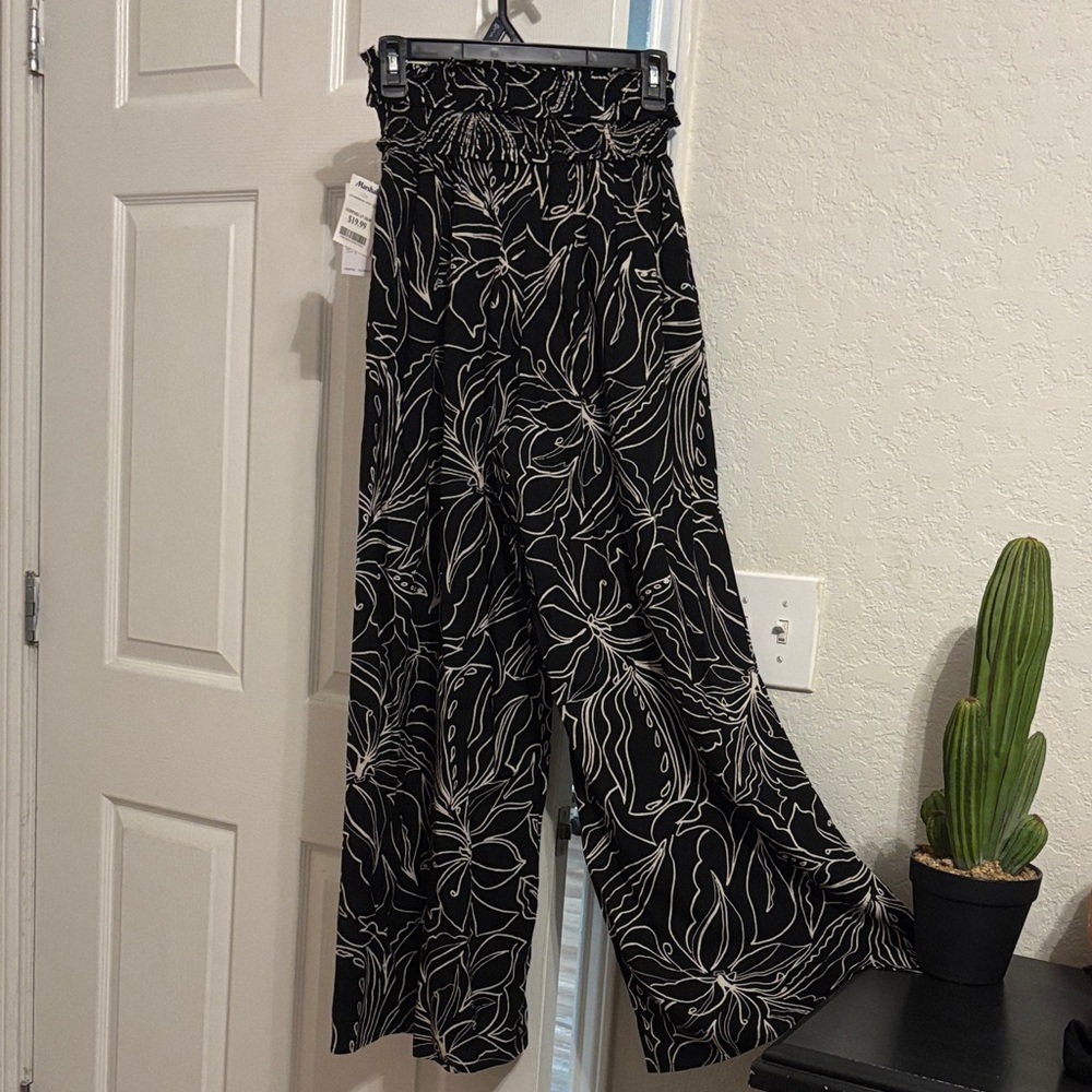 Patrons of Peace Black and White Floral Wide Leg Pants